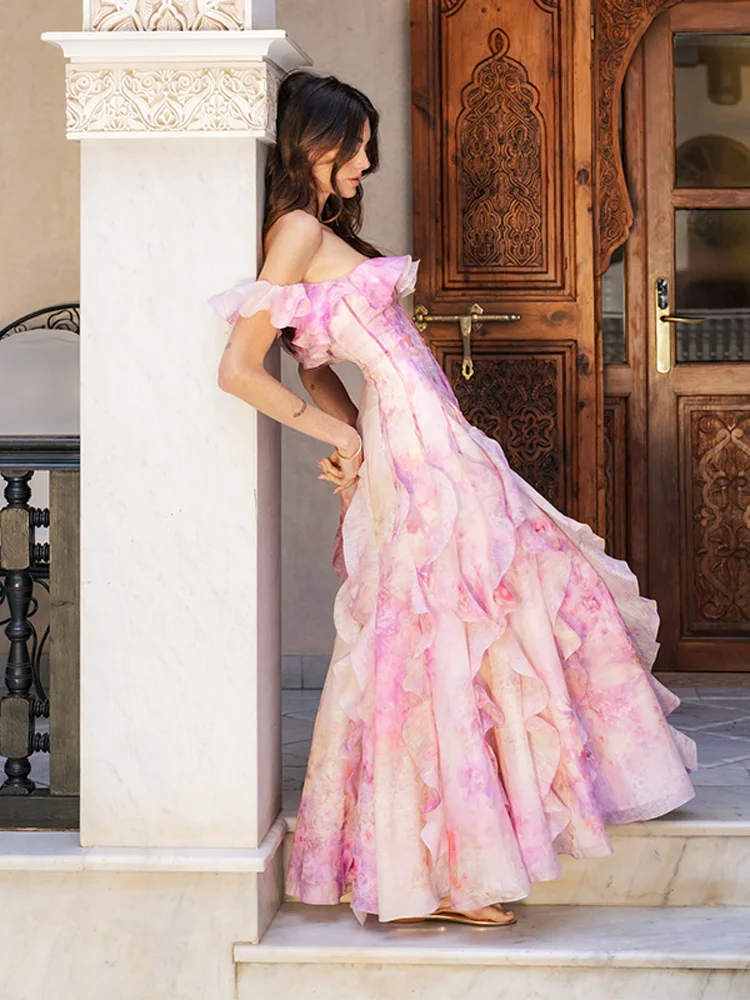 Pleated Off Shoulder Floral Dress - Image 3