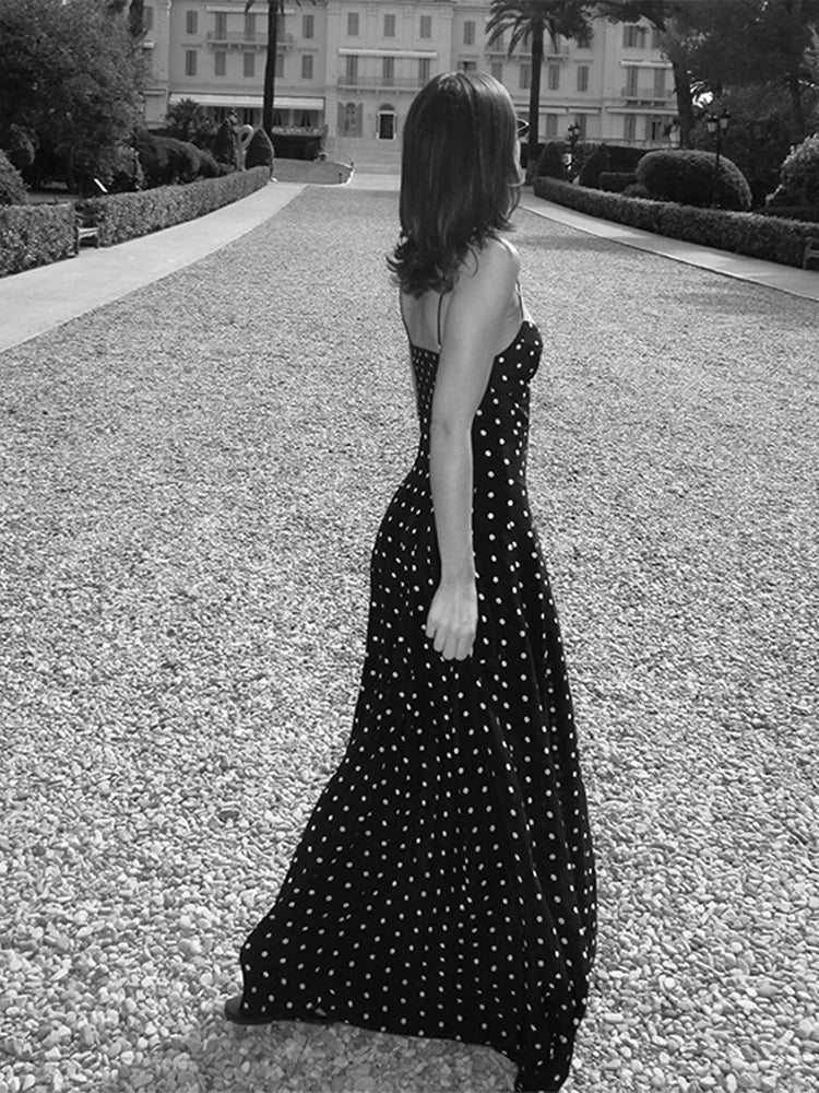 Pleated Wave Point Sling Maxi Dress - Image 3