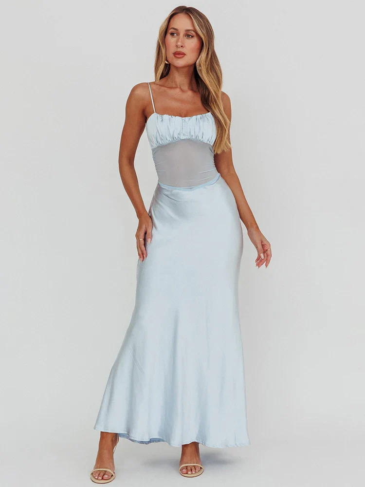 Plunge Halter Lace Up Split Maxi Dress - Image 4
