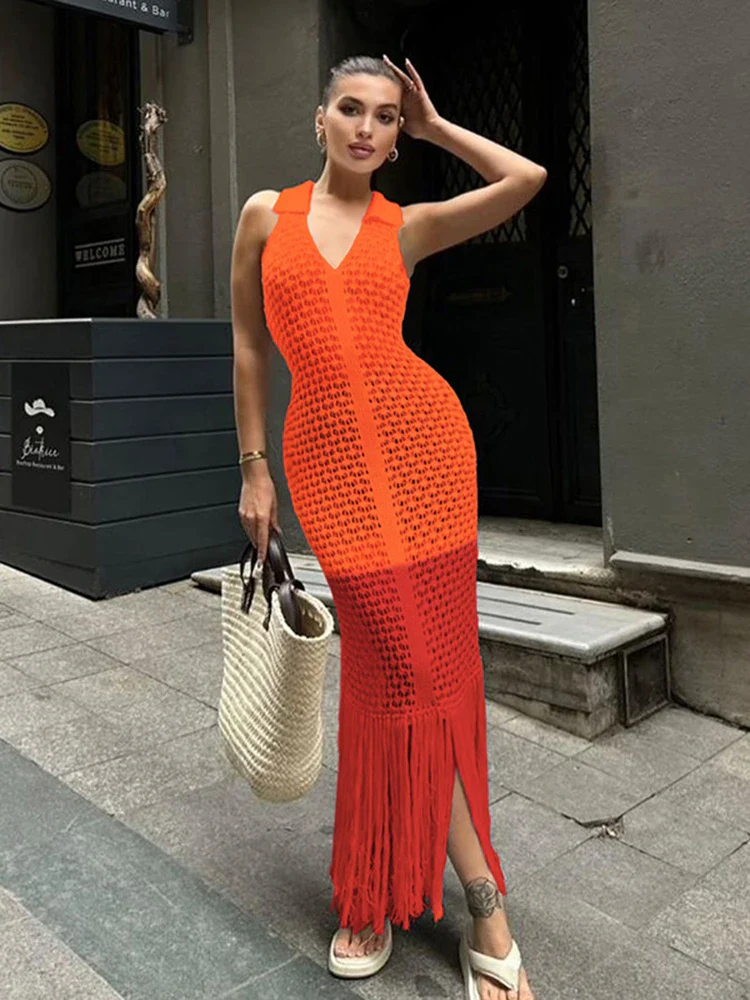 Plunge Splice Hip Wrap Maxi Dress - Image 5