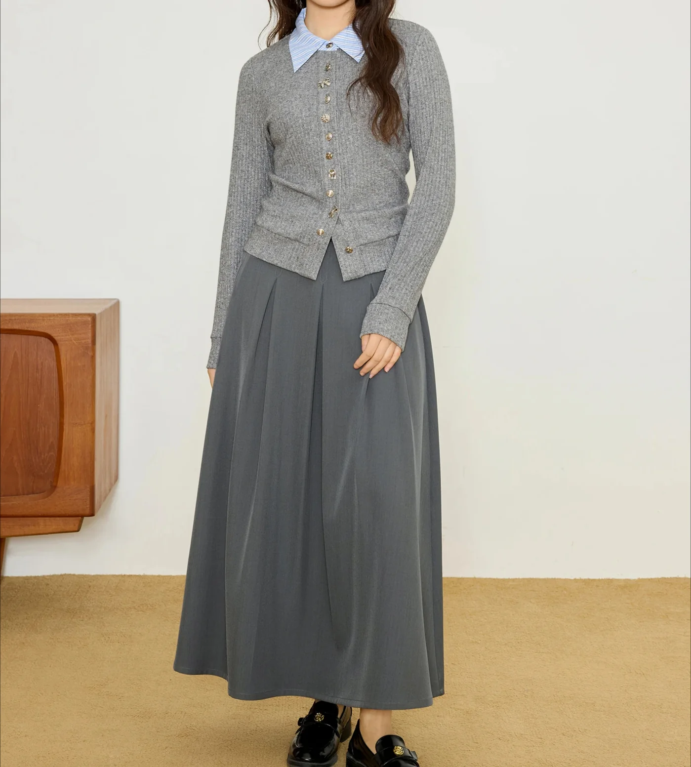 Plus Size Fake Two-piece Knit Cardigan