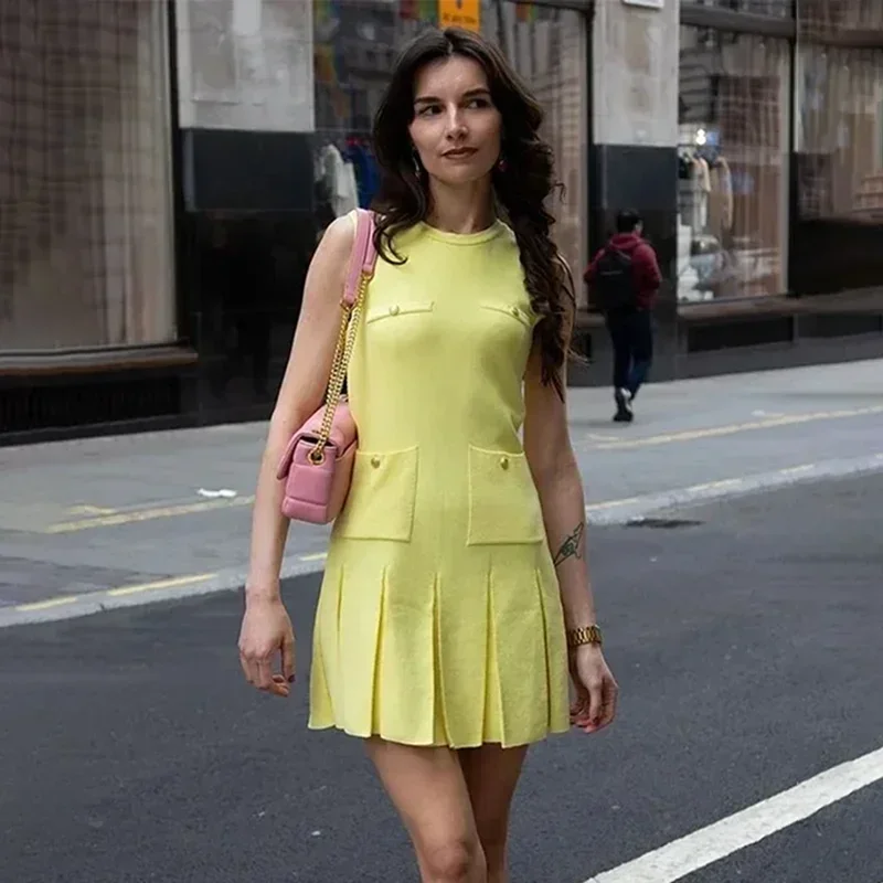 Pocket Knit Sleeveless Mini Dress
