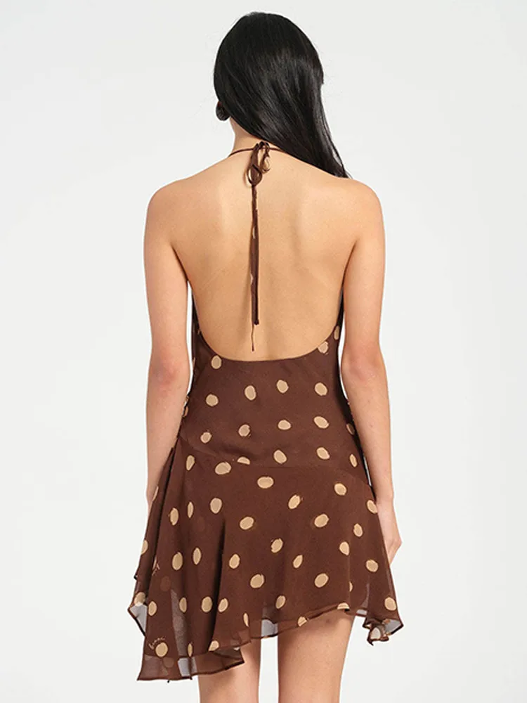 Polka Dot Halter Chiffon Mini Dress - Image 5