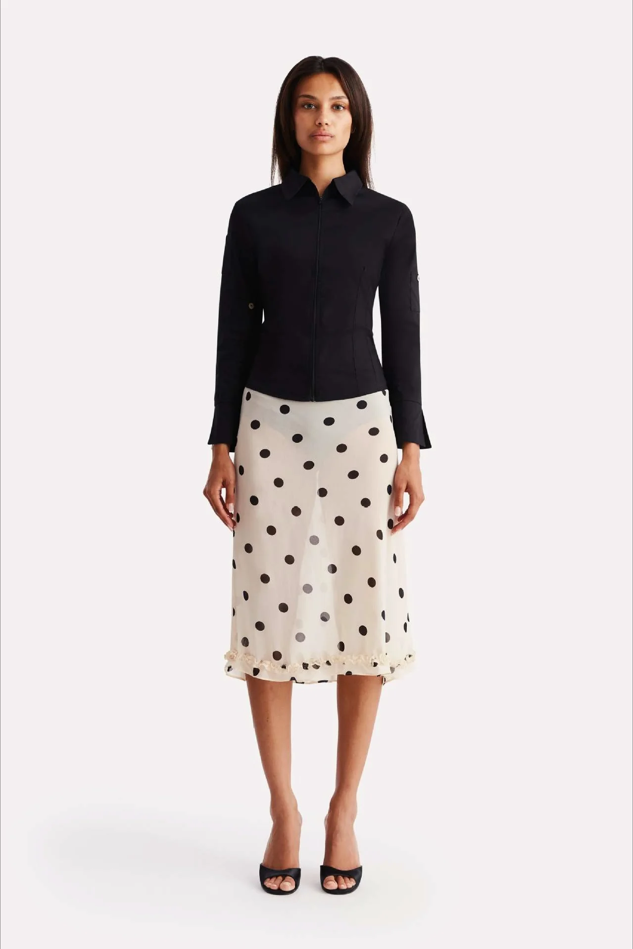 Polka Dot High Waist A-Line Skirt