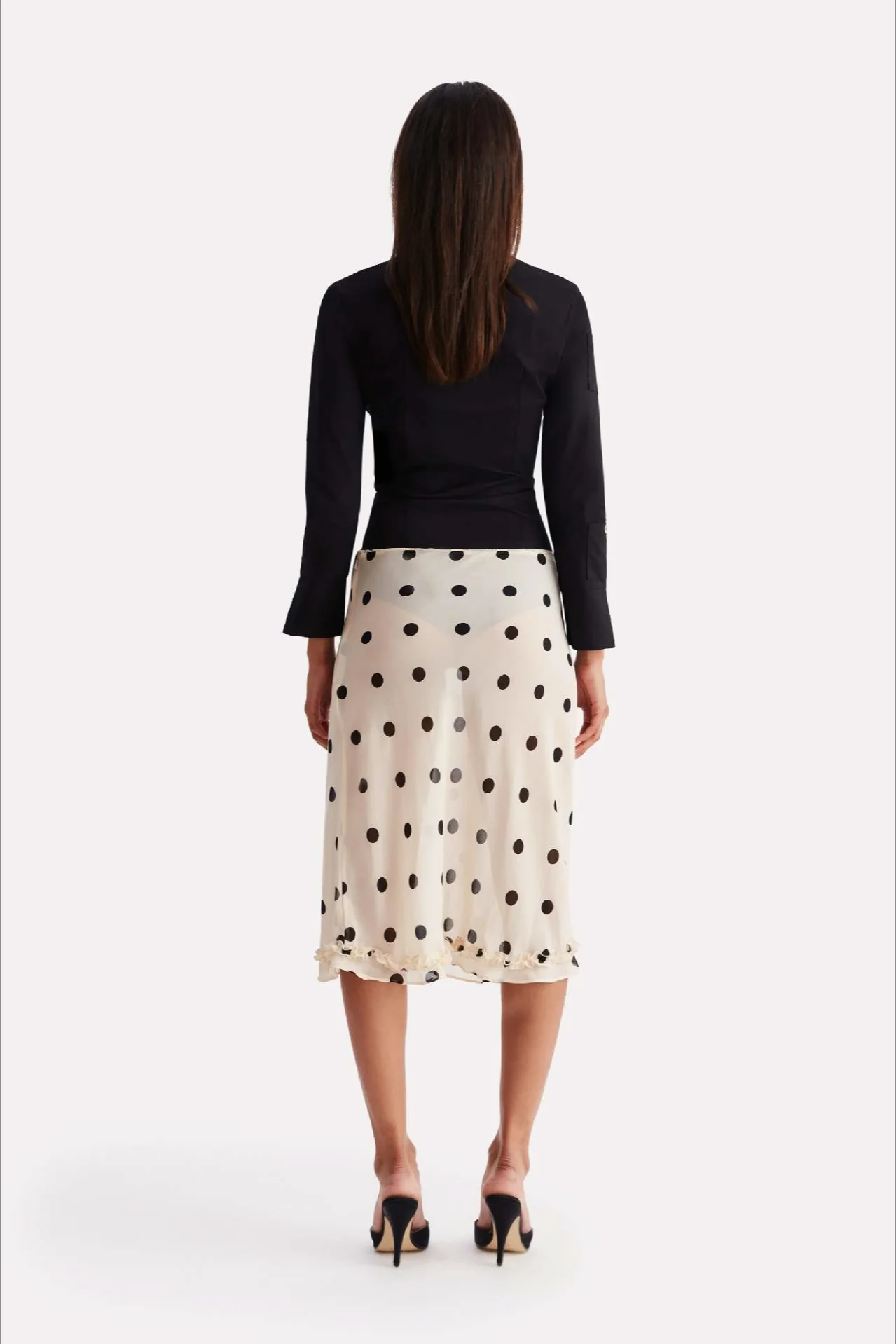 Polka Dot High Waist A-Line Skirt - Image 4