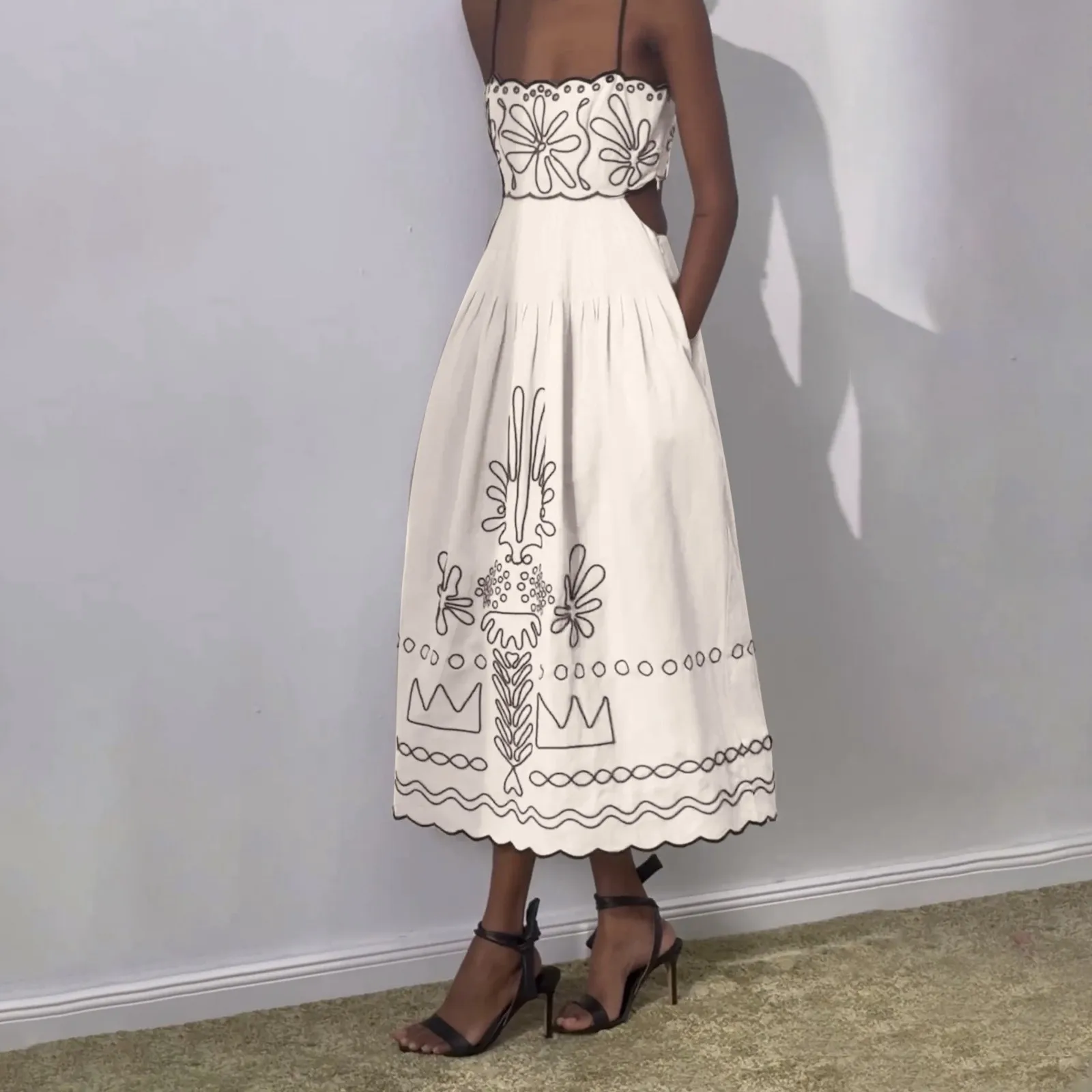 Printed Swing Floral Square Neck Boho Dress - Image 2
