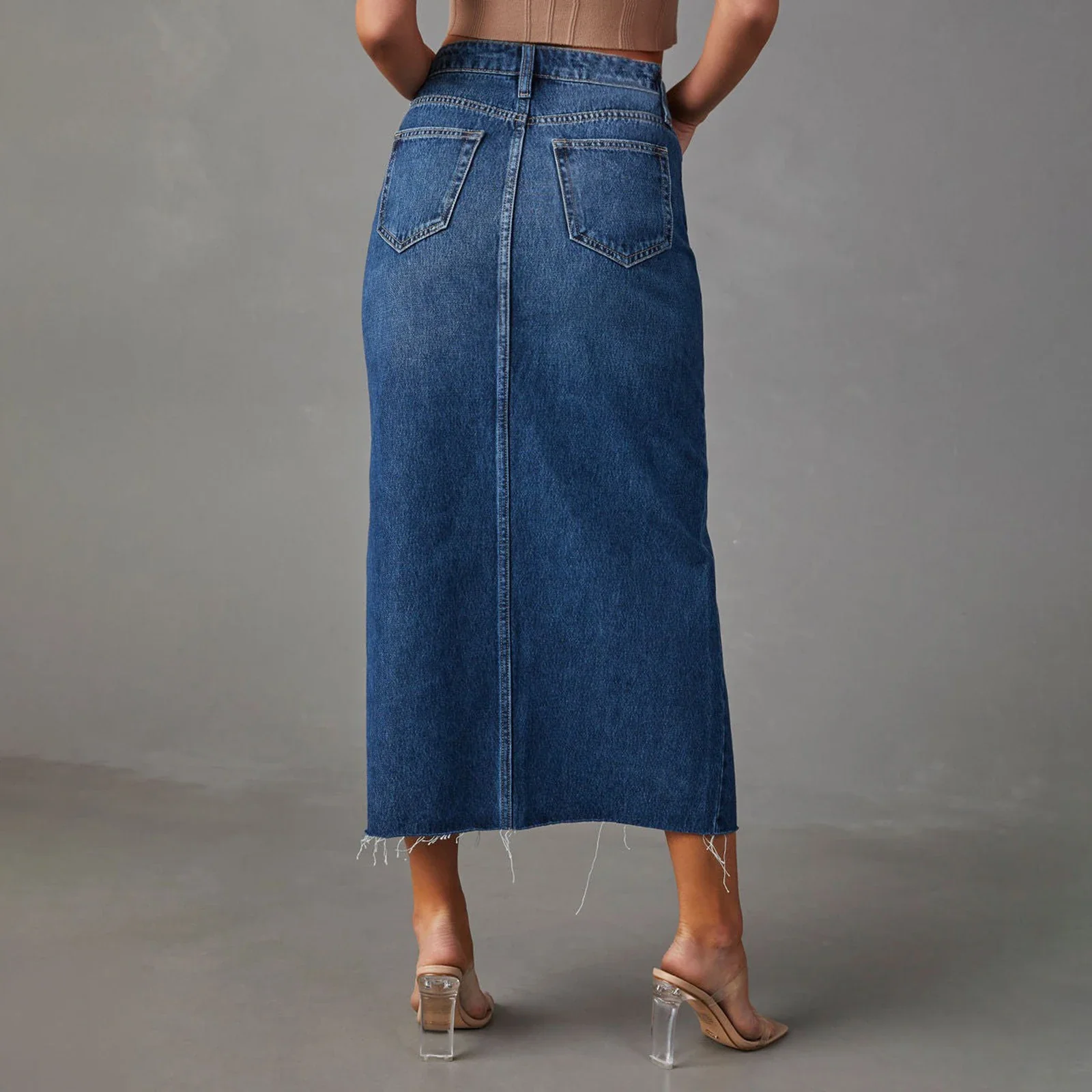 Retro Front Slit High Waist Skirt - Image 3