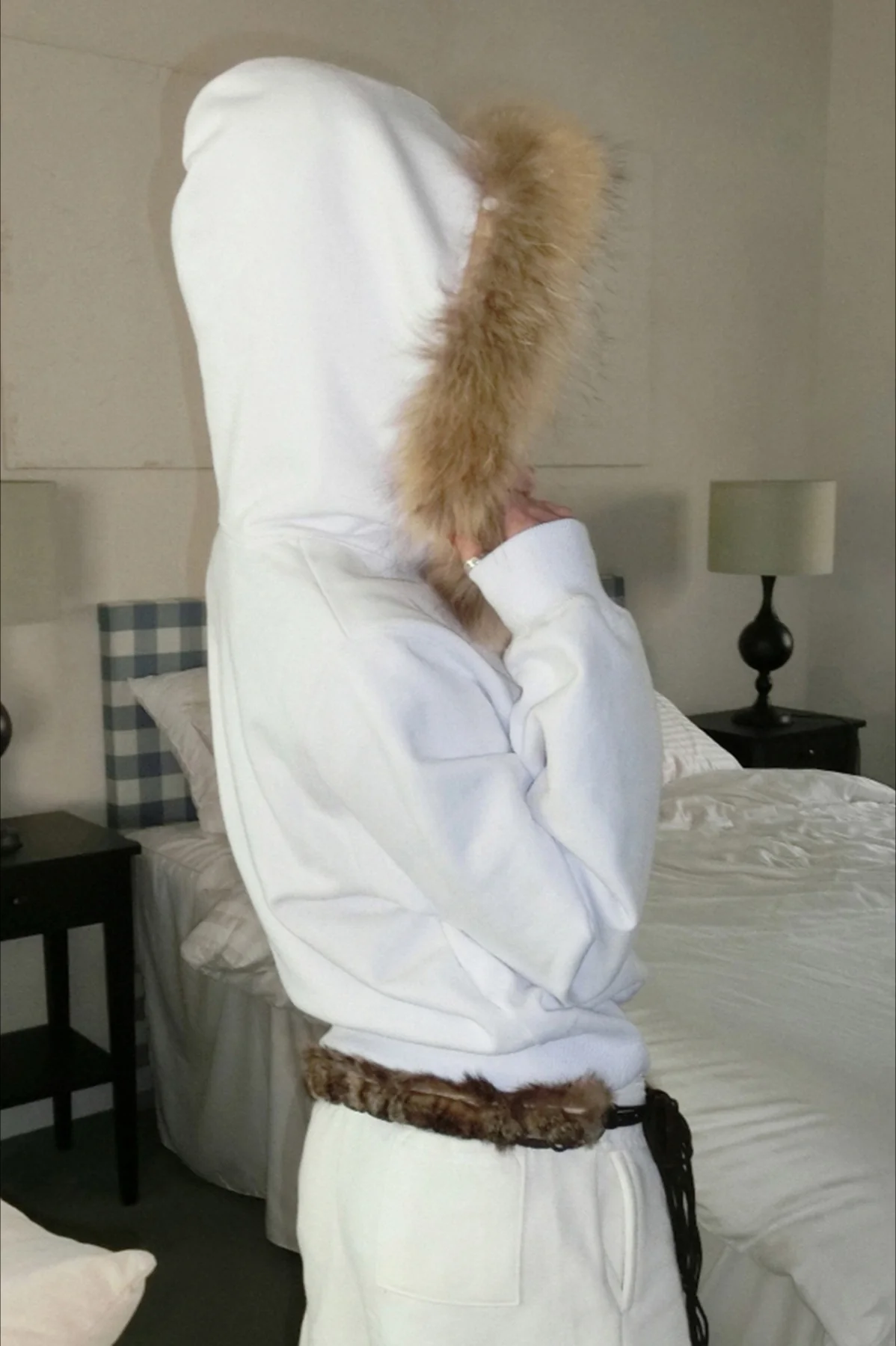Retro Fuzzy Panel Velvet Zip-Up Hoodie - Image 7