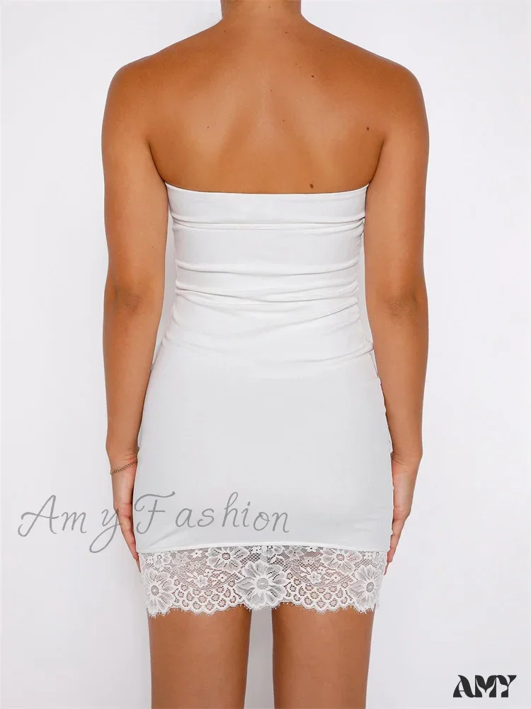 Amy Fashion - Retro Off Shoulder Tube Strapless Backless Mini Dress - Image 2