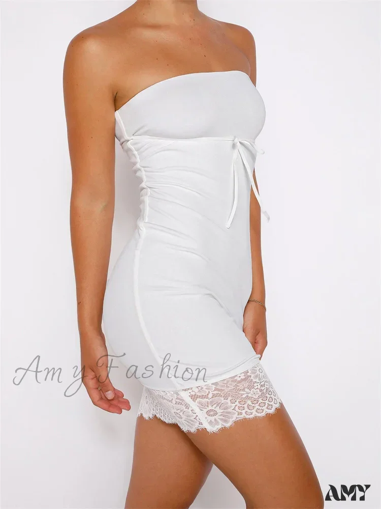 Amy Fashion - Retro Off Shoulder Tube Strapless Backless Mini Dress - Image 3