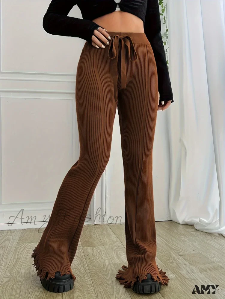 Ribbed Casual Forbidden Knit Women's Everyday Pants - Image 2