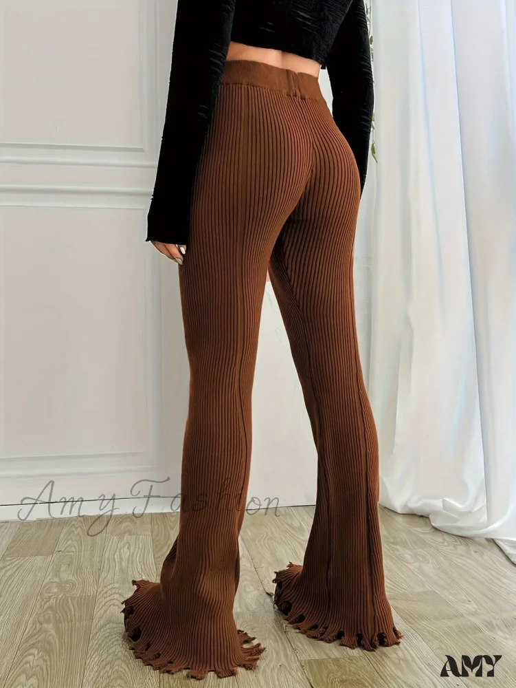 Ribbed Casual Forbidden Knit Women's Everyday Pants - Image 3