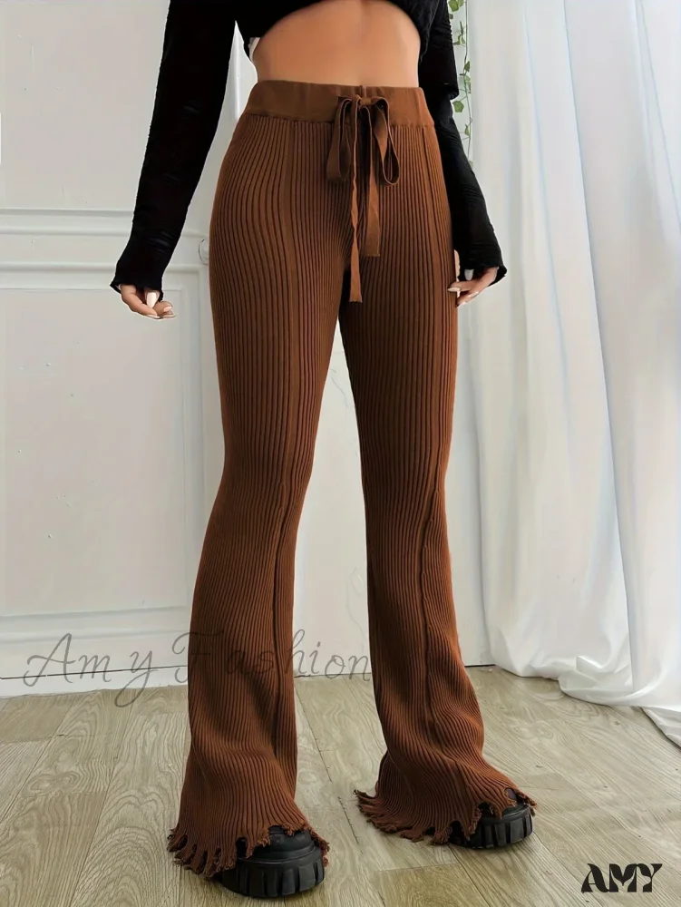 Ribbed Casual Forbidden Knit Women's Everyday Pants - Image 4