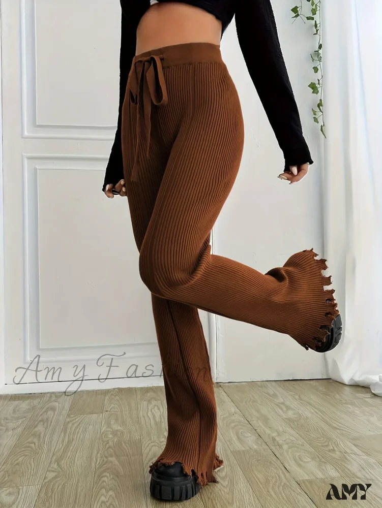 Ribbed Casual Forbidden Knit Women's Everyday Pants - Image 5