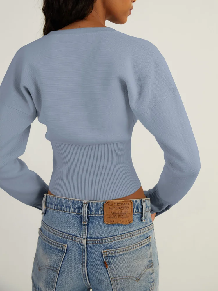 Ribbed Patchwork Slim Fit Knit Cardigan - Image 4
