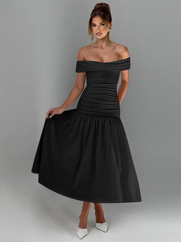 Ruched One-Shoulder A-Line Maxi Dress - Image 3