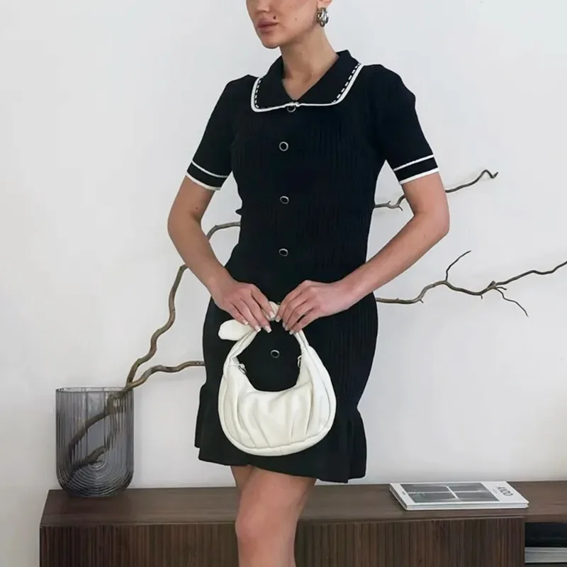 Ruffle Lapel Single Breasted Mini Dress - Image 5