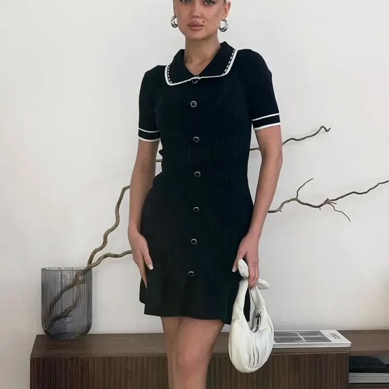 Ruffle Lapel Single Breasted Mini Dress - Image 6