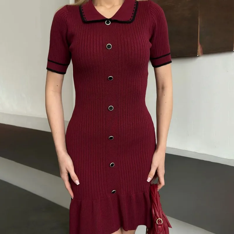 Ruffle Lapel Single Breasted Mini Dress - Image 9