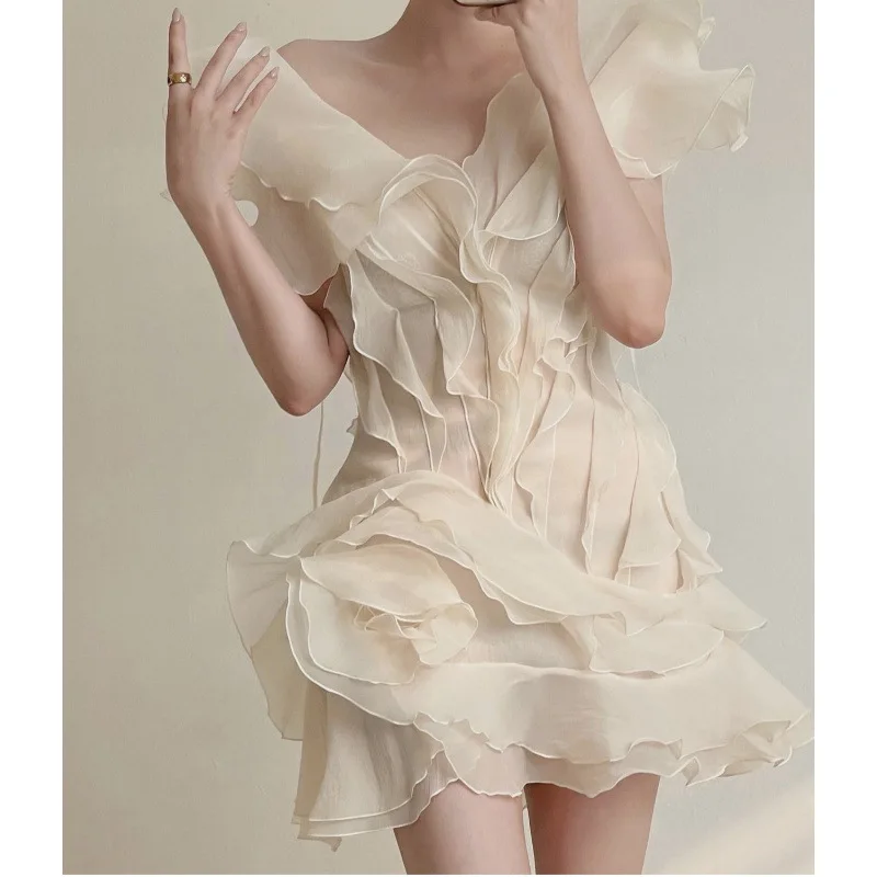 Ruffle Layered Boat Neck Mini Dress - Image 8