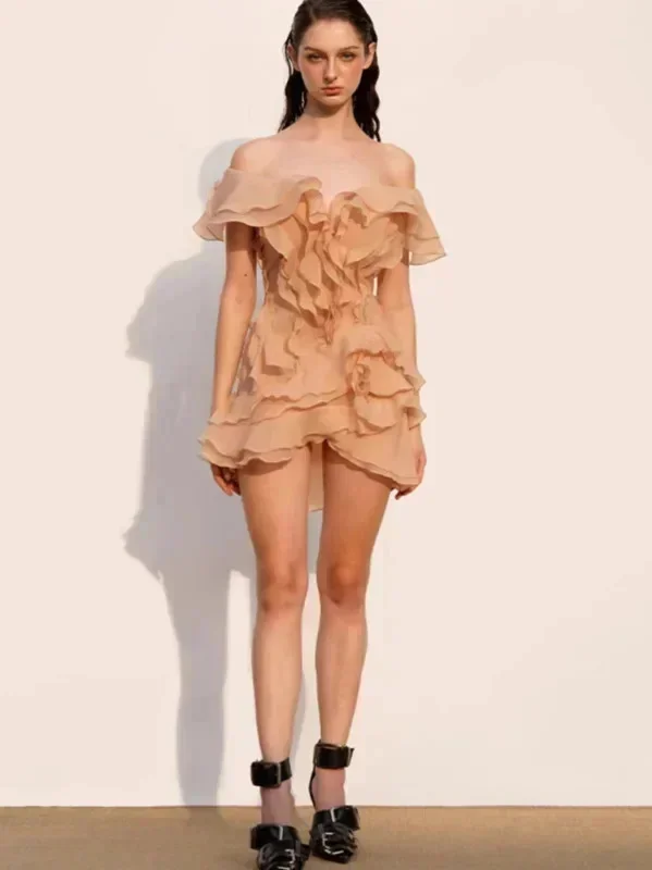 Ruffle Layered Boat Neck Mini Dress - Image 9