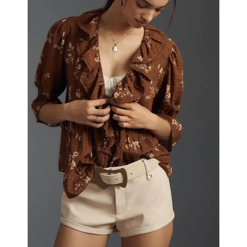 Ruffle Trim Swiss Dot Blouse - Image 2