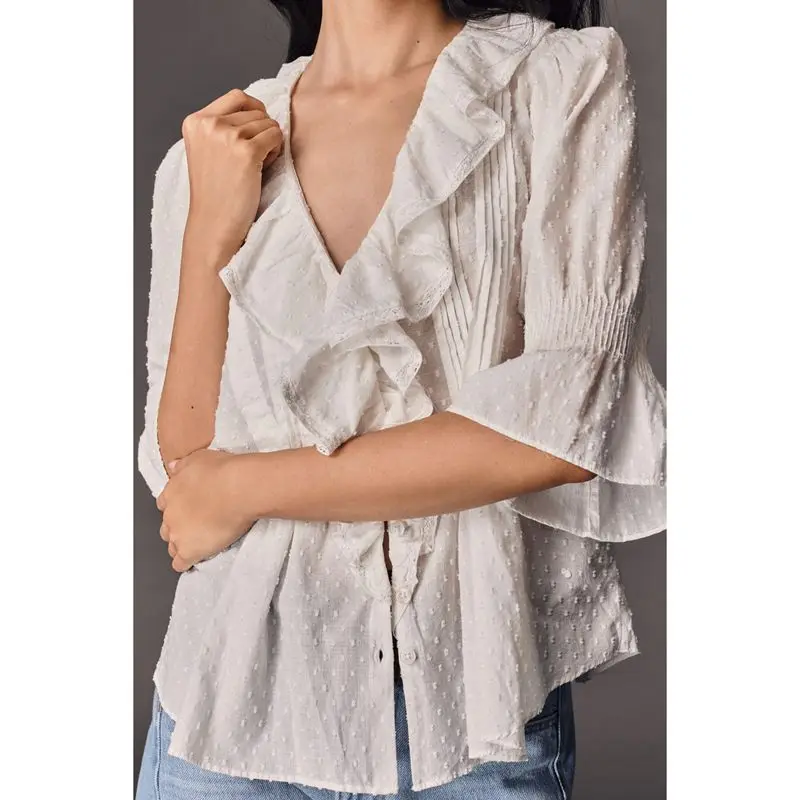 Ruffle Trim Swiss Dot Blouse - Image 4