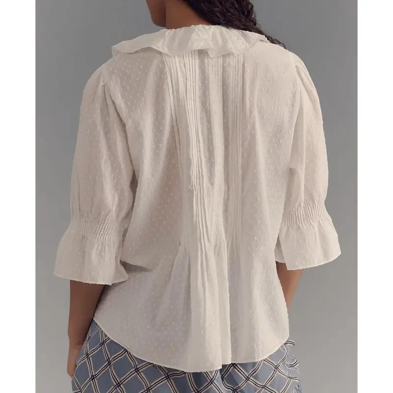 Ruffle Trim Swiss Dot Blouse - Image 5