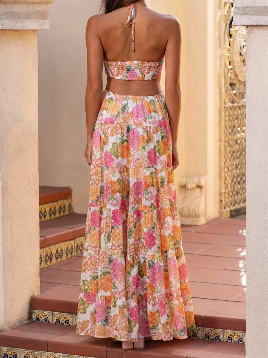 Ruffle V-Neck Maxi Floral Dress - Image 3