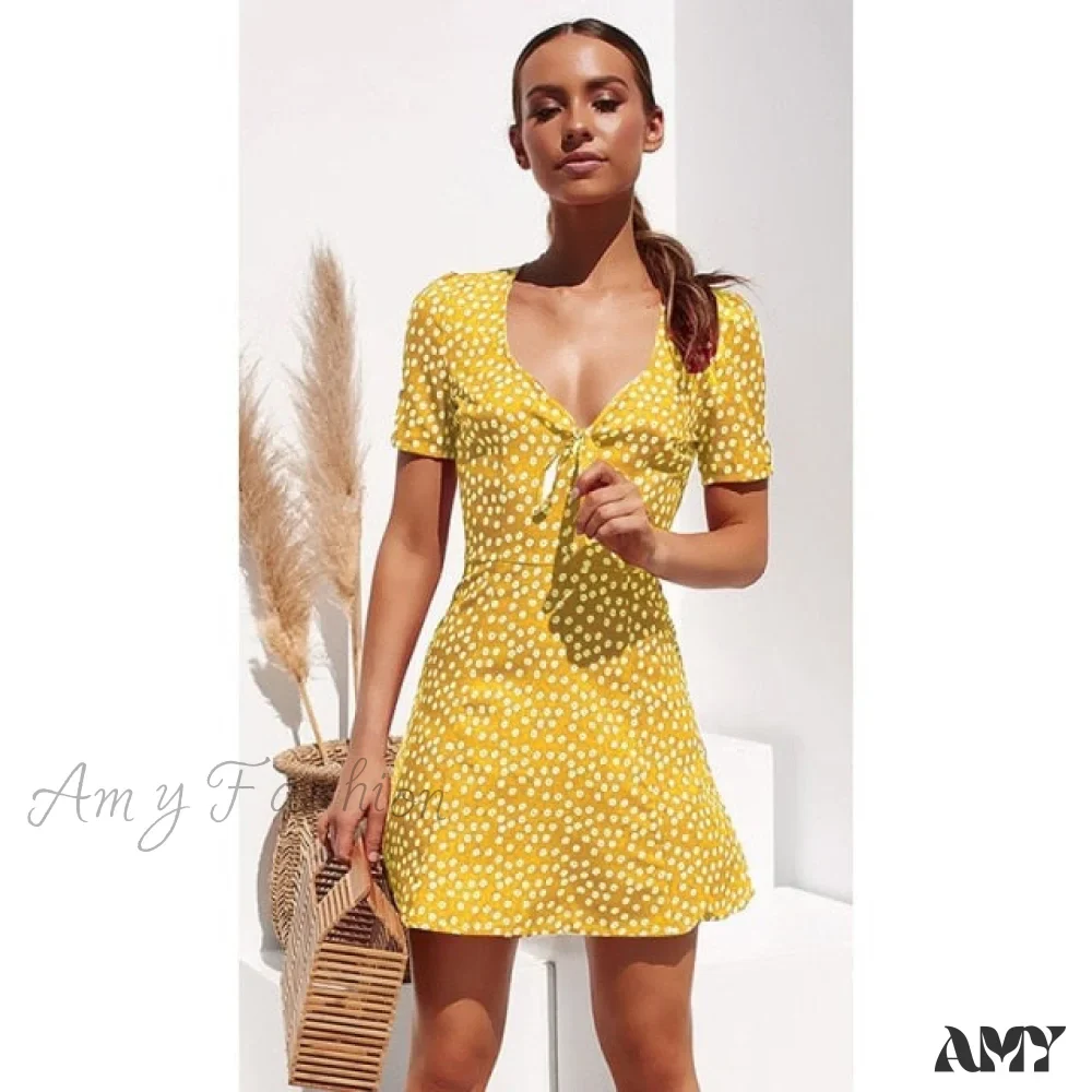 Amy Fashion - Ruffles Halter Irregular Lace Up Dress - Image 3