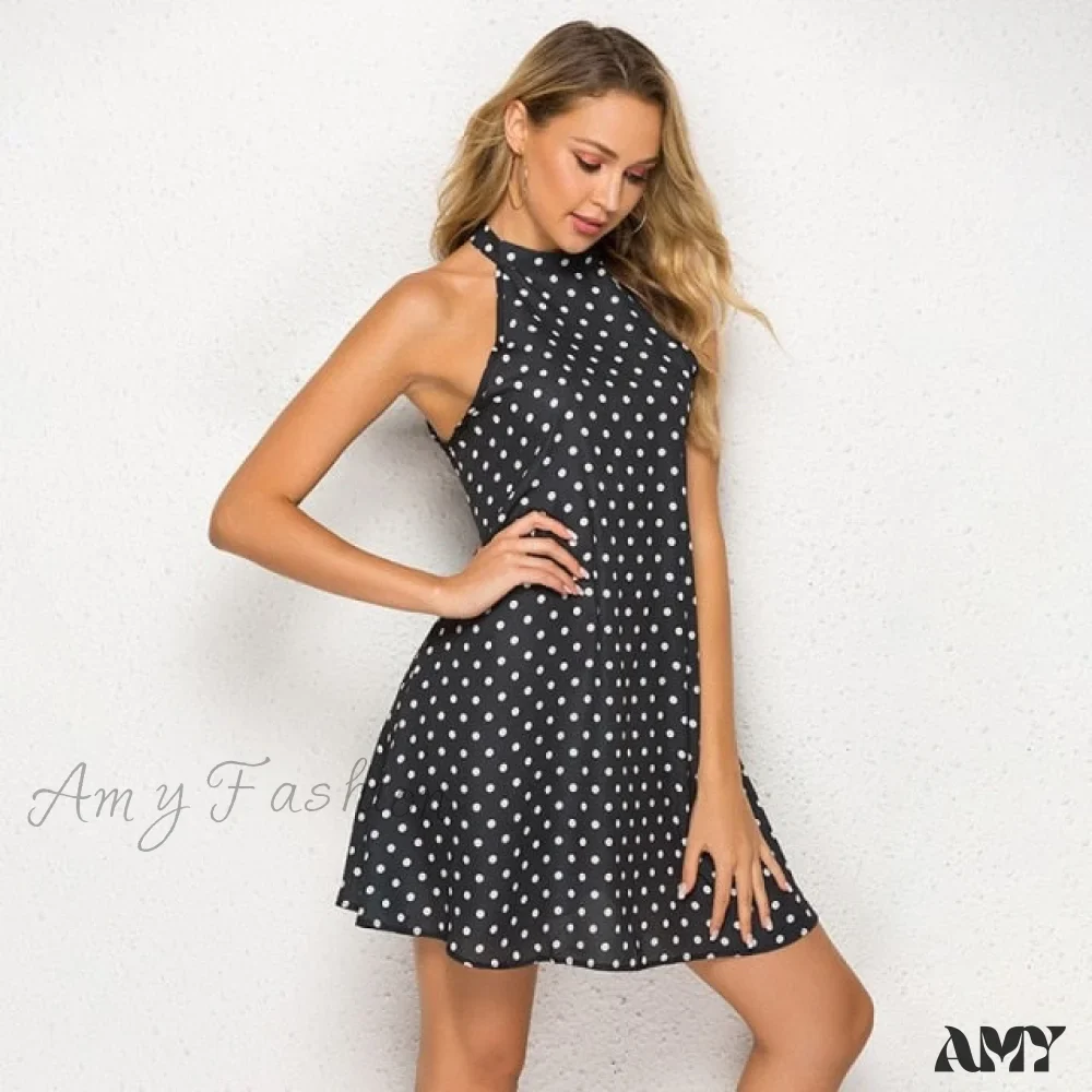 Amy Fashion - Ruffles Halter Irregular Lace Up Dress - Image 6