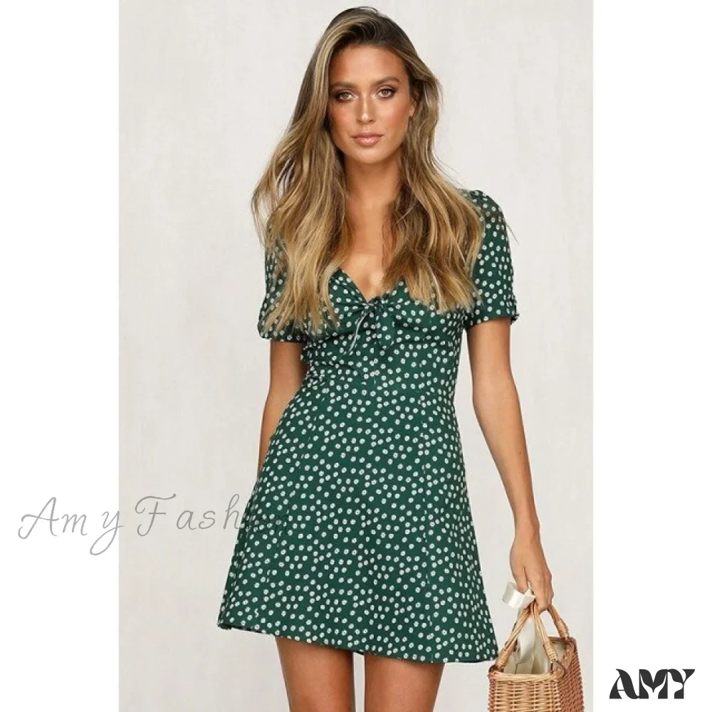 Amy Fashion - Ruffles Halter Irregular Lace Up Dress - Image 8