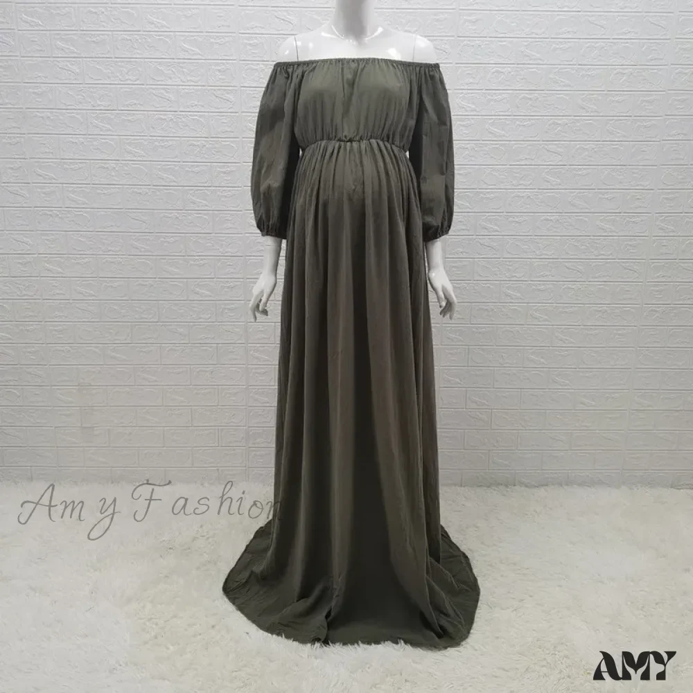 Amy Fashion - Rust Slash Neck Bohemian Pregnancy Boho Dress - Image 8