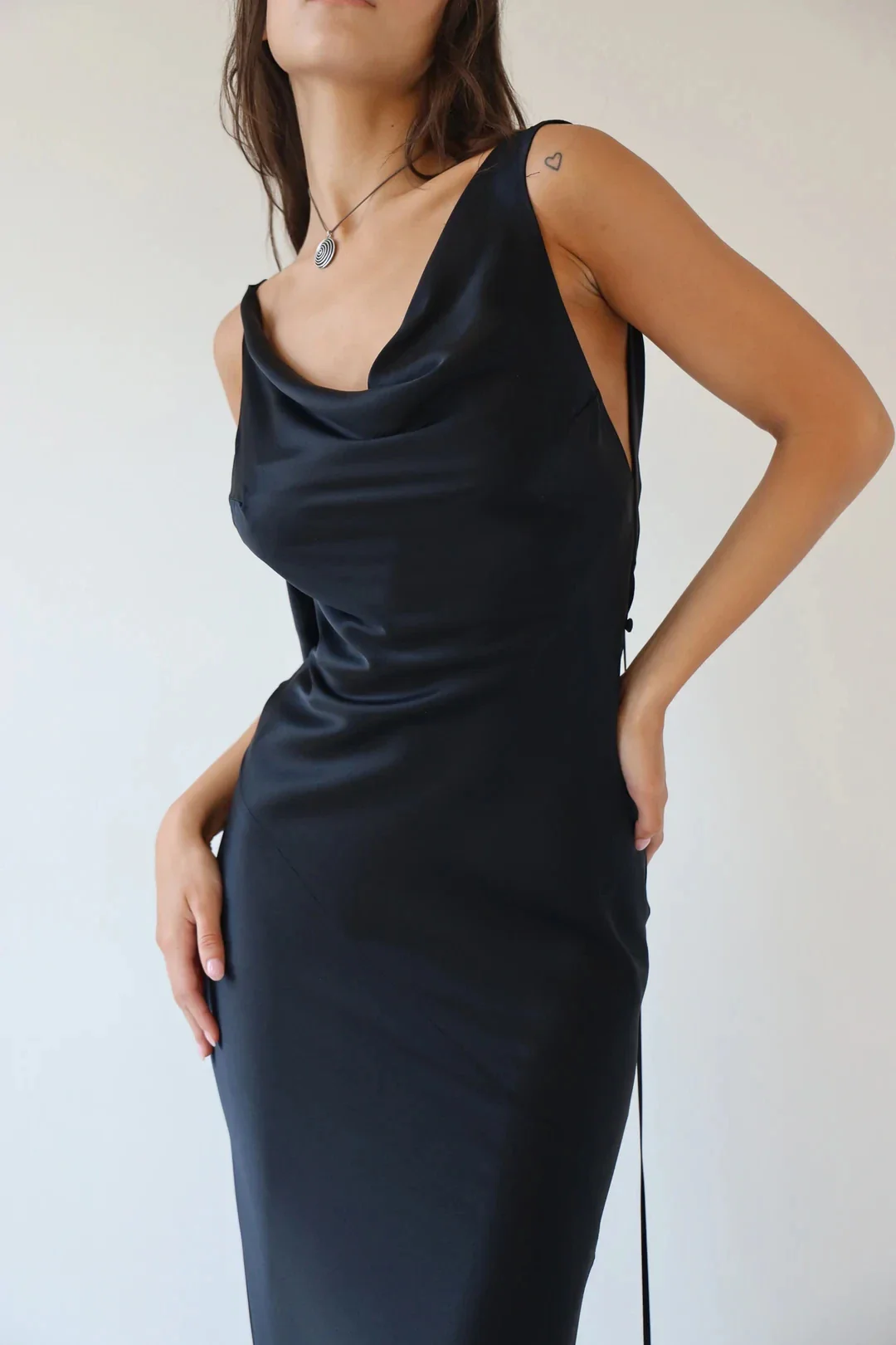 Satin Lace Spaghetti Strap Bodycon Dress - Image 5