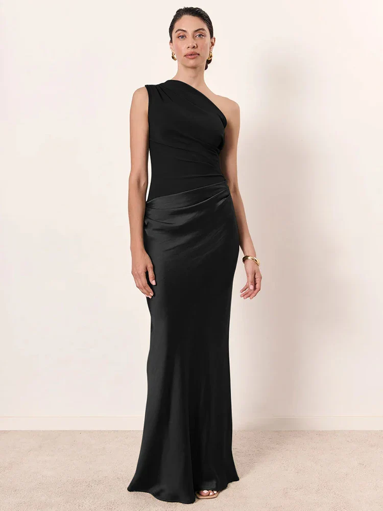 Satin Patchwork Sleeveless Club Bodycon Dress - Image 6