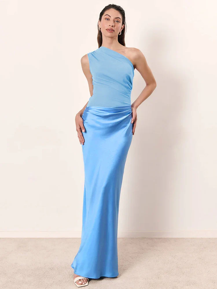 Satin Patchwork Sleeveless Club Bodycon Dress - Image 7