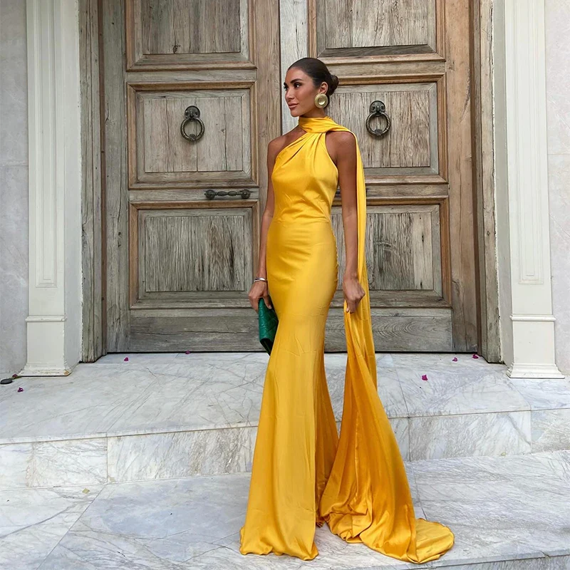 Satin Ribbon Halter Backless Maxi Dress - Image 12