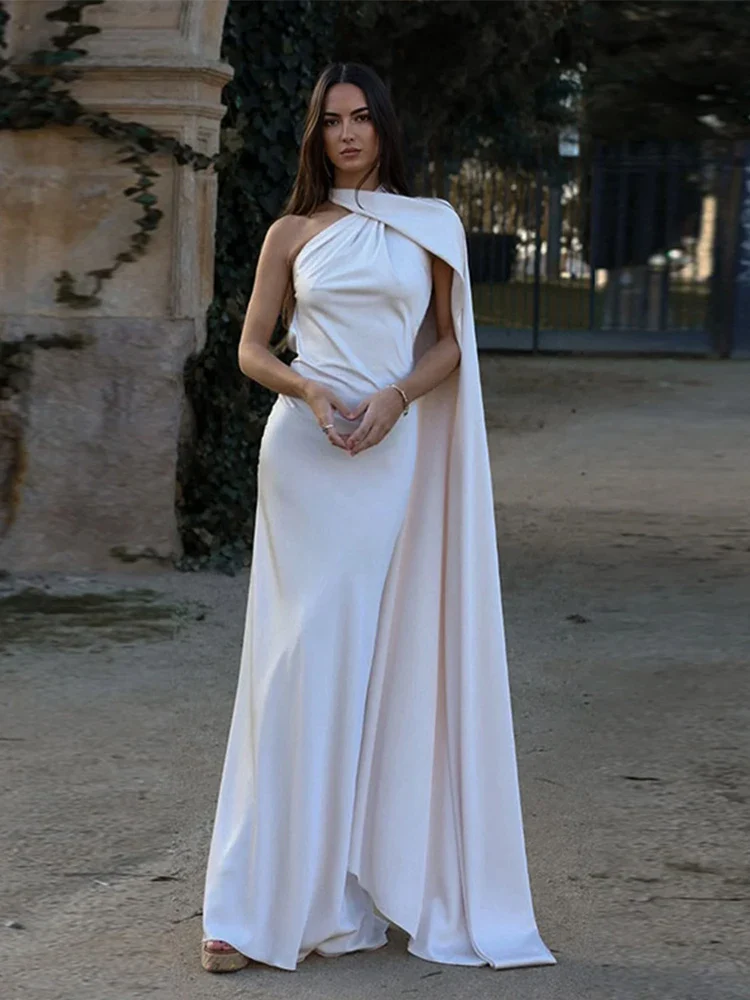 Satin Ribbon Halter Backless Maxi Dress - Image 6