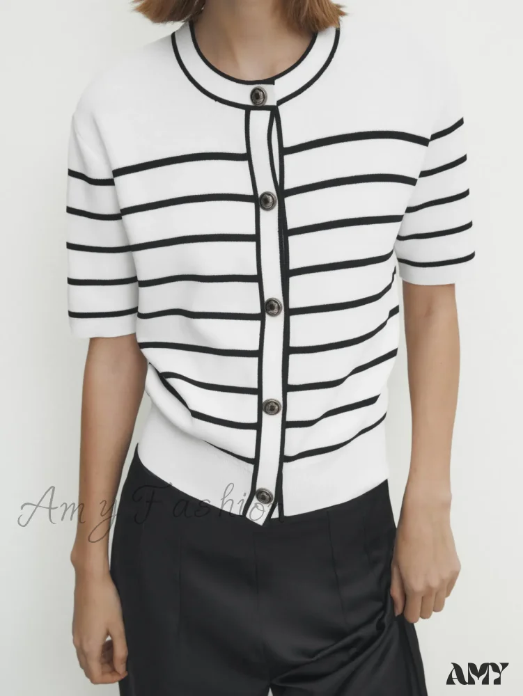 Scented Cotton Button Stripe Casual Soft Comfortable Lightweight Warm Chic Cardigan - Image 3