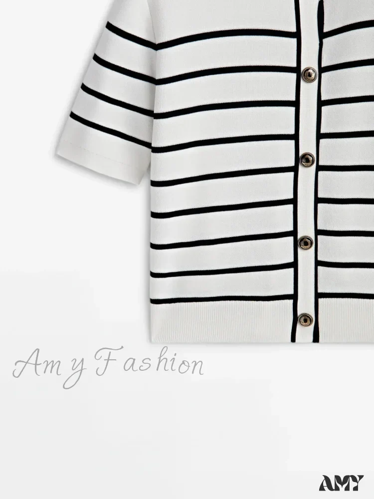 Scented Cotton Button Stripe Casual Soft Comfortable Lightweight Warm Chic Cardigan - Image 6