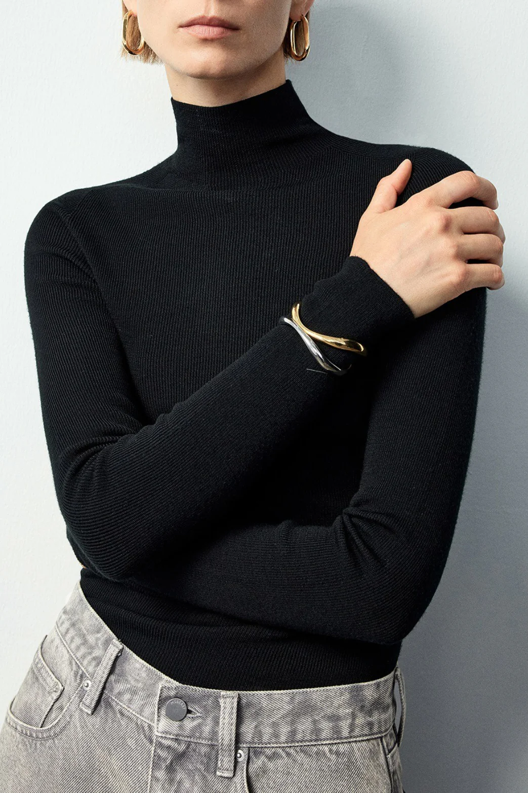 Seamless Merino Mock Neck Washable Knit Base Layer - Image 5