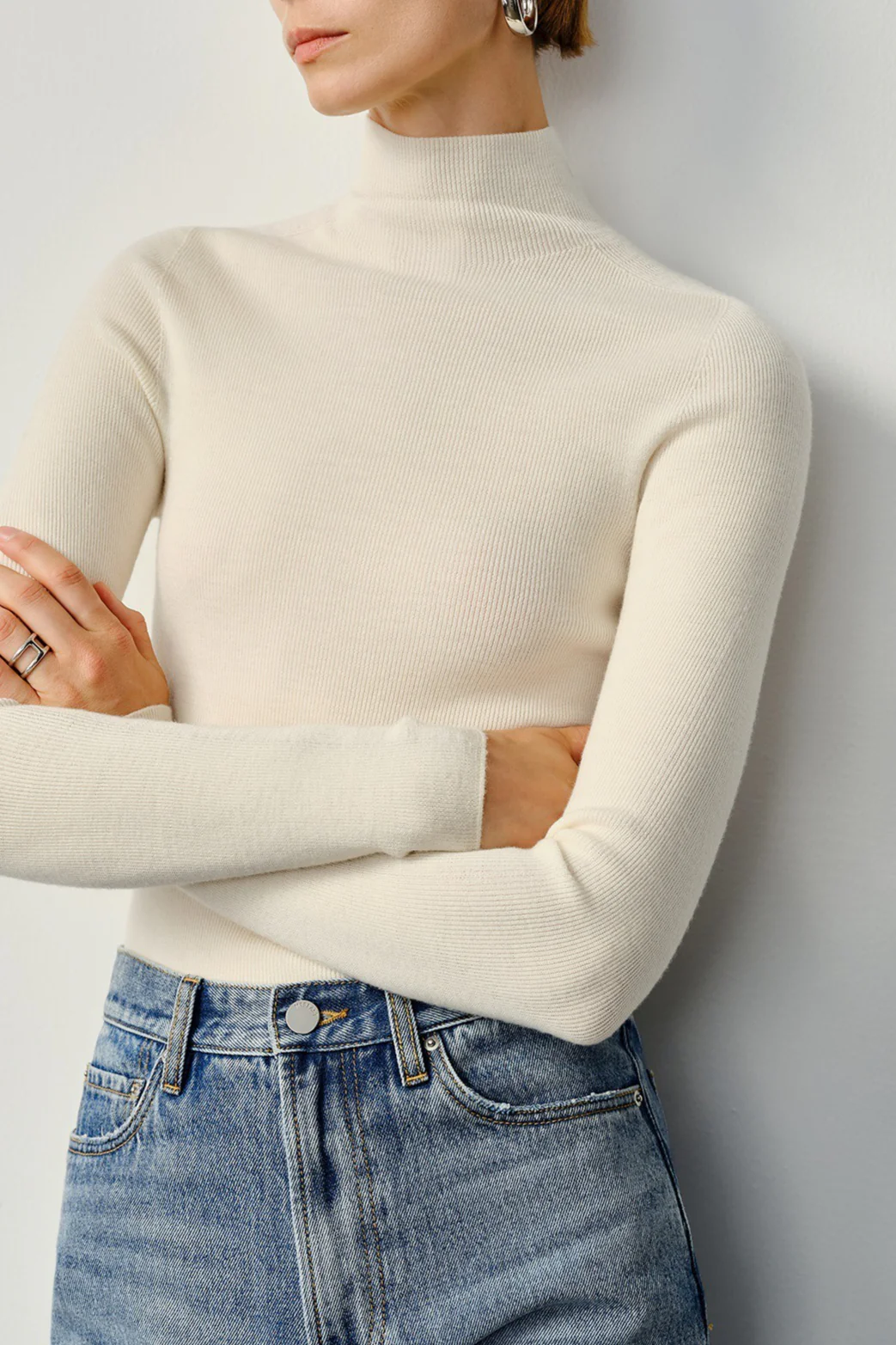 Seamless Merino Mock Neck Washable Knit Base Layer - Image 7