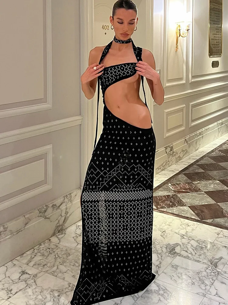See Through Waistless Halter Party Dress - Image 2