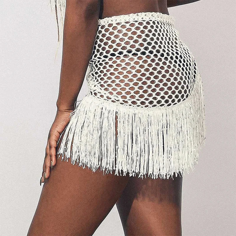 Sequined Adjustable Waist Mini Skirt - Image 3