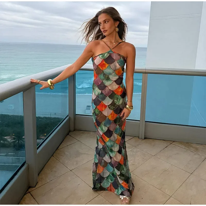 Sequins Scale Print Sleeve Bodycon Dress - Image 2