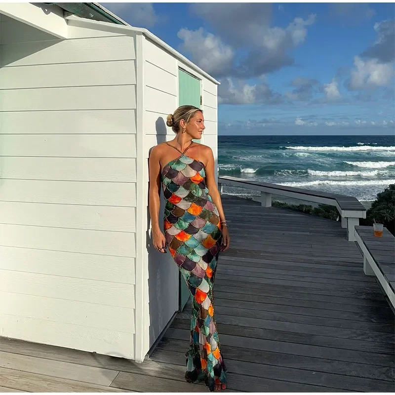Sequins Scale Print Sleeve Bodycon Dress - Image 3