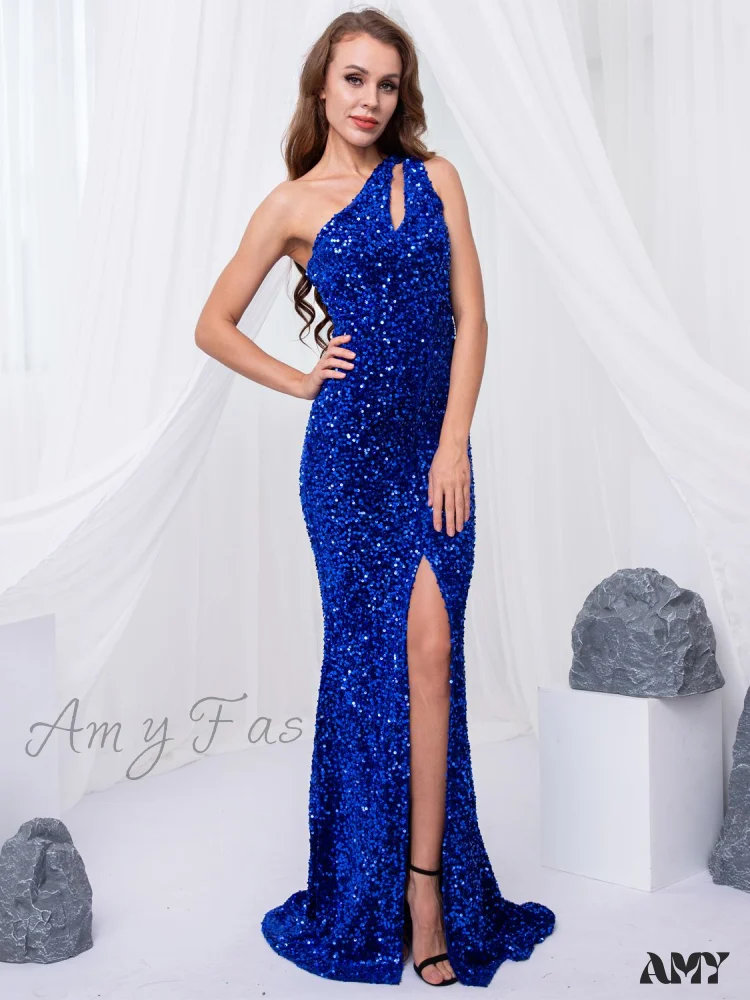 Amy Fashion - Sexy Hole Cut Out Grey Sparkle Sequins Maxi Dress