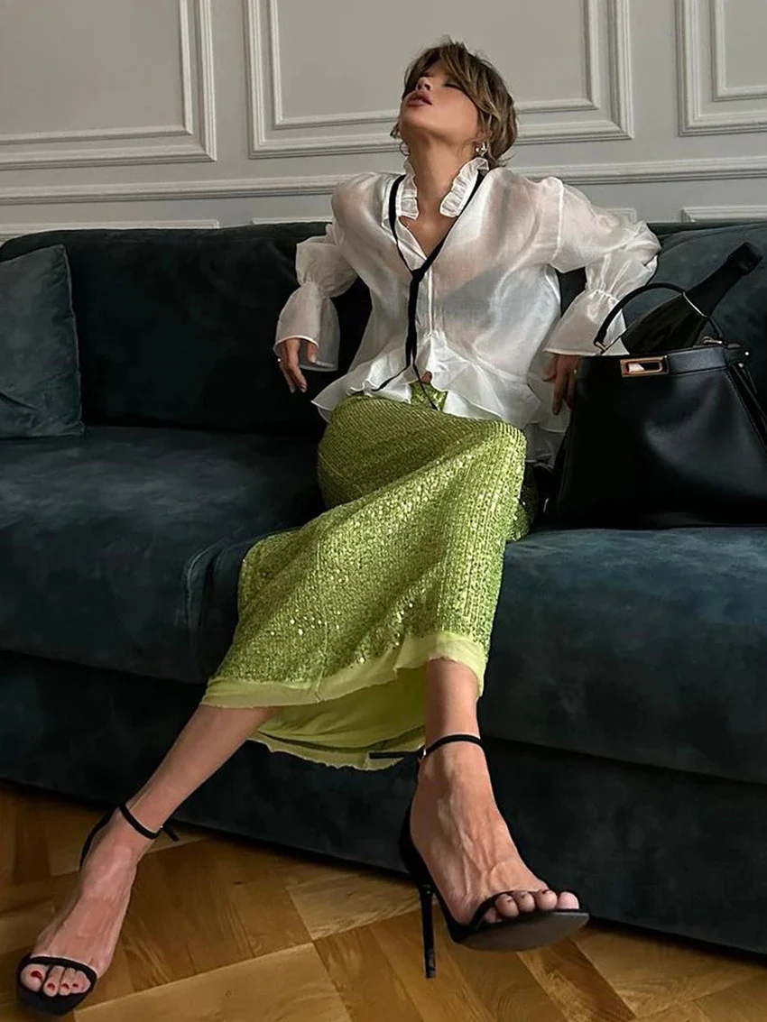 Sexy Loose White Ruffle Blouse - Image 3