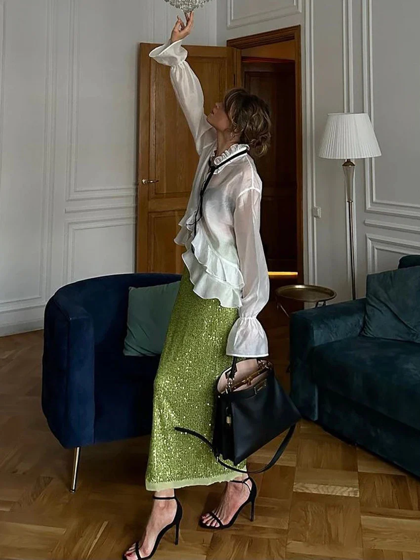 Sexy Loose White Ruffle Blouse - Image 4