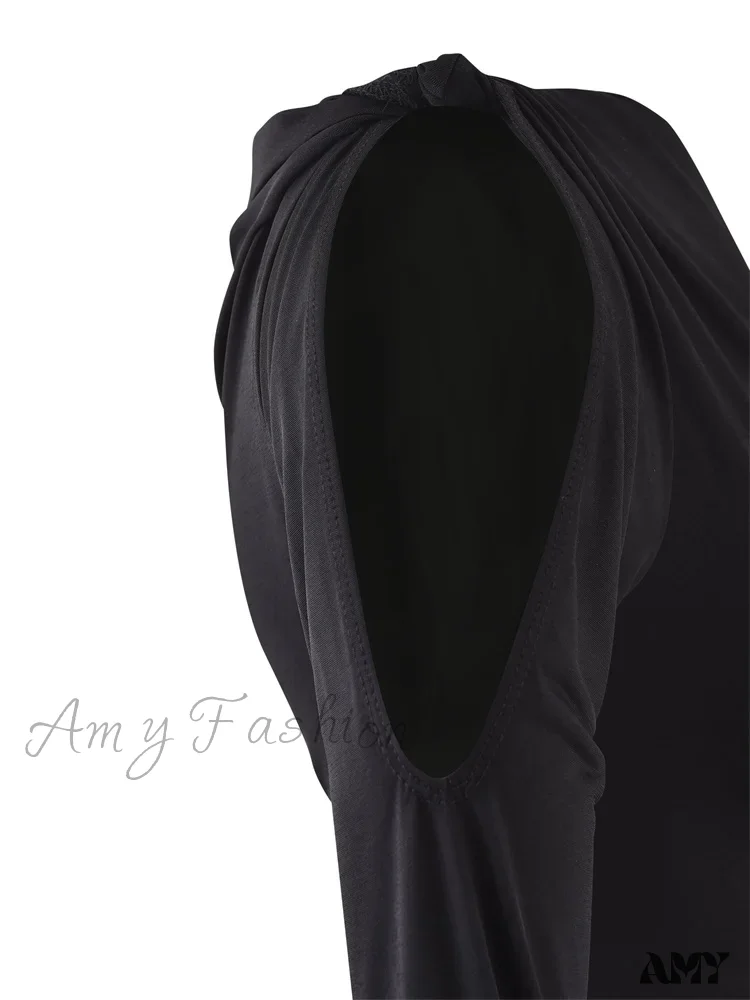 Amy Fashion - Sexy Off Shoulder Long Sleeve Neck Solid Color Slim Fit T-shirts - Image 4
